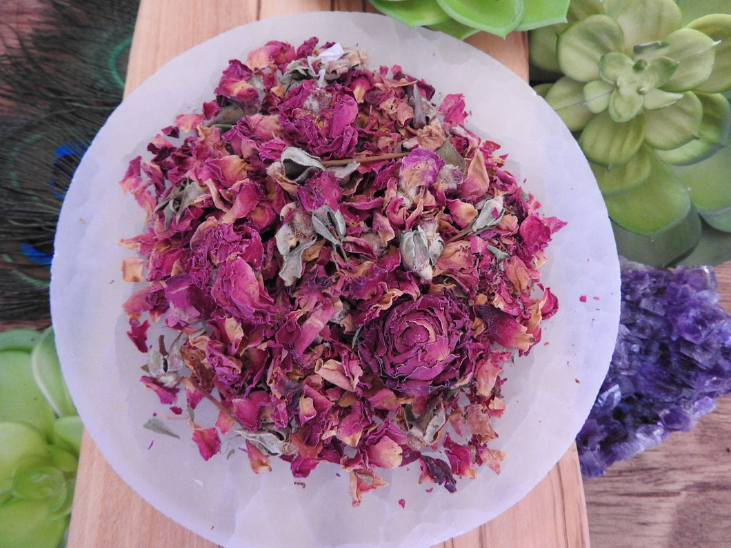 Organic Dried Rose Buds & Petals | Dried Herbs | 1 oz Red Rose Petals | Herbalism | Rose Water | Aromatherapy | Altar Supplies | Herbal Teas