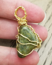 Load image into Gallery viewer, Epidote Wire Wrapped #5 | Necklace | Grounding | Strength | Courage | Spirituality |  Self-Discipline | Symbolism | Wisdom
